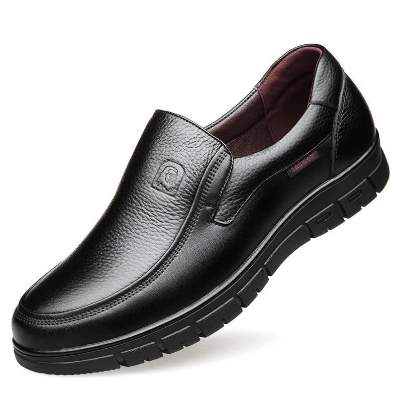 Men's Casual Leather Loafers | Handmade Genuine Leather | Flat Platform Sole | Breathable Comfortable Fit