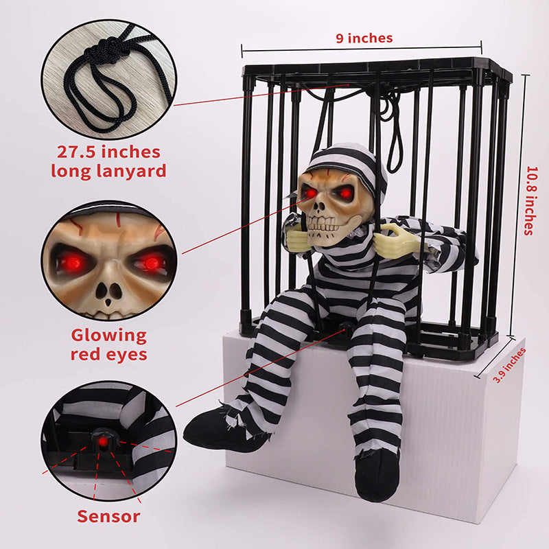 Motion-Activated Halloween Skull Decoration with Flashing Red Eyes
