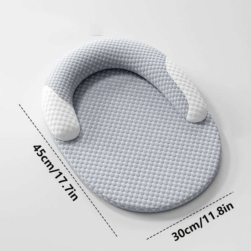 Summer Cooling Cat Bed, Breathable Dog Bed with Raised Neck Pillow, Non-Slip & Washable Round Cooling Pet Mat for Cats and Small Dogs