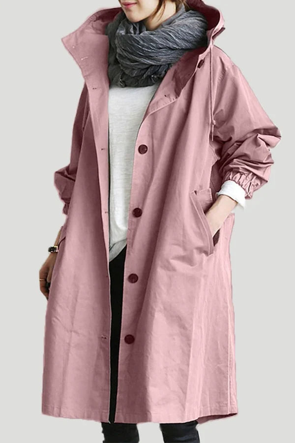 Plus-Size Rain Jacket | Hooded Longline Design | Elastic Cuffs | Comfortable Fit for All Seasons