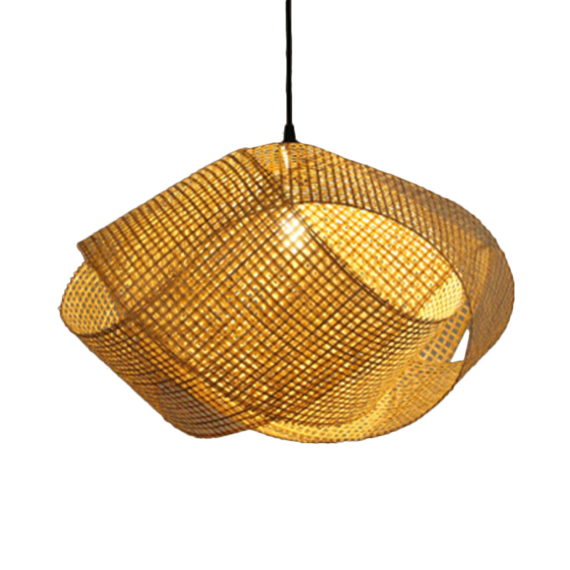 Taavita Handcrafted Hanging Light Rattan 16"/19.5" W 1 Light Indoor Cover with Twist Design in Beige
