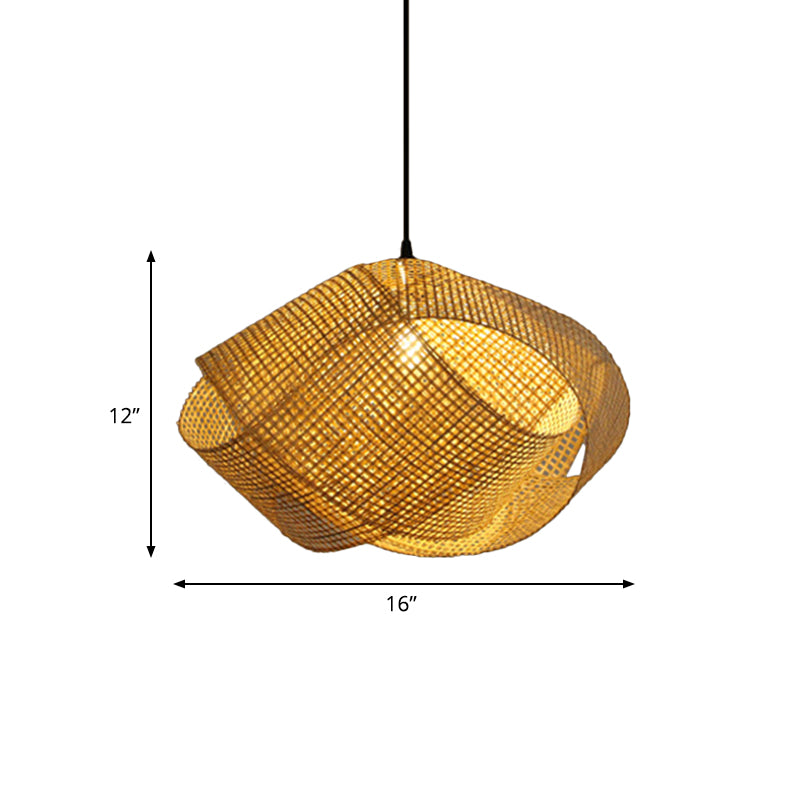 Taavita Handcrafted Hanging Light Rattan 16"/19.5" W 1 Light Indoor Cover with Twist Design in Beige