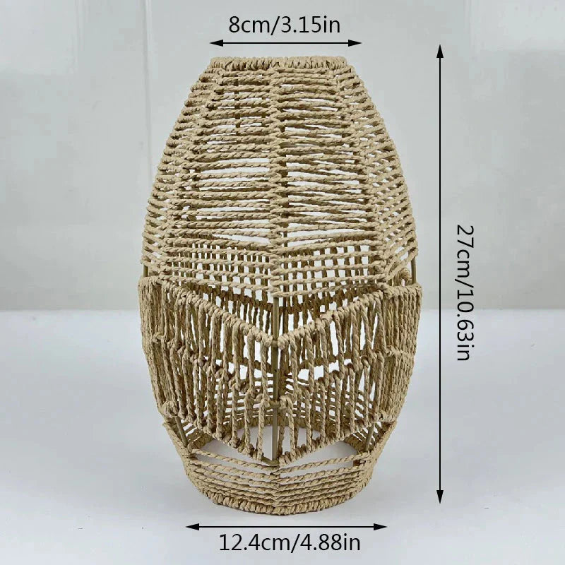 Selune — Vintage Style Simulated Rattan Lamp Shade with Warm Glow