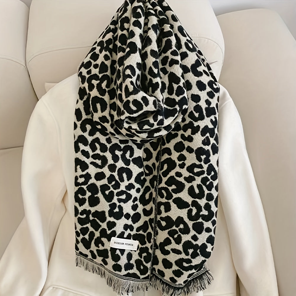Leopard Print Scarf | Soft Thick | All-Day Warmth | Polyester