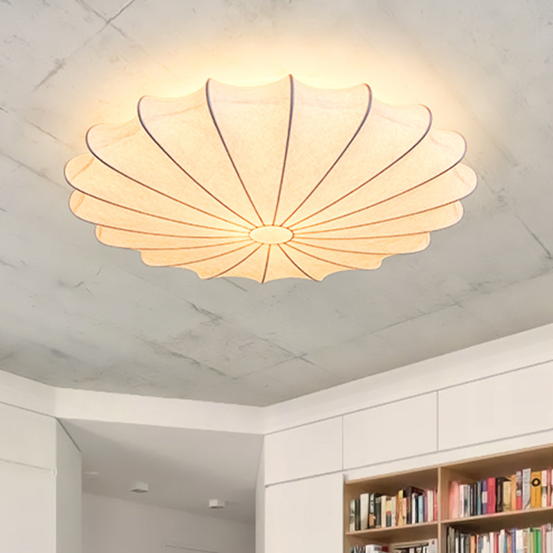 16"/23.5"W Scalloped Flush Mount Light Contemporary Fabric 1/3 Light White Flush Ceiling Light Clearhalo 'Ceiling Lights' 'Close To Ceiling Lights' 'Close to ceiling' 'Flush mount' Lighting' 771112
