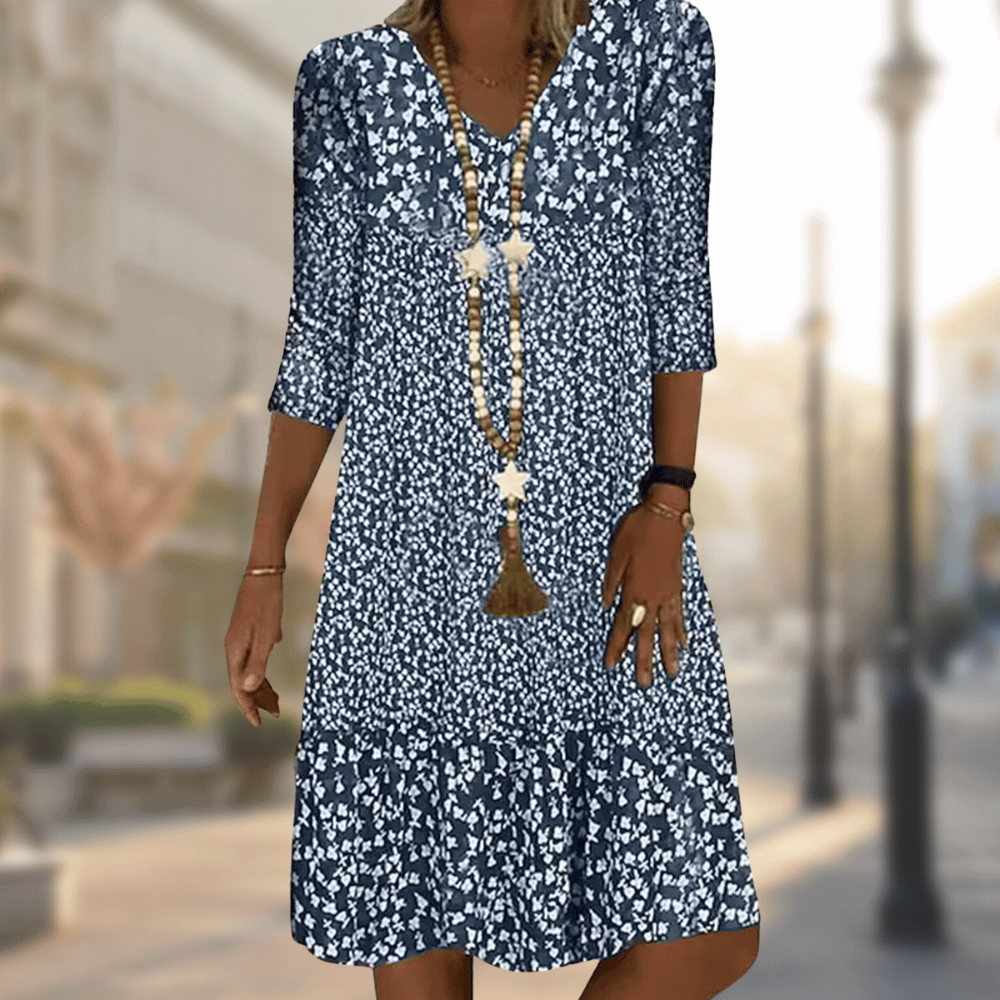 Women’s Casual Knee-Length Dress | Relaxed Fit with Tiered Hem | Soft Comfortable Fabric