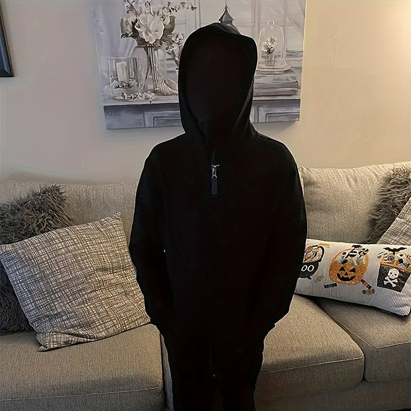 Black Full Face Halloween Mask Spandex Hood for Comfortable Costume