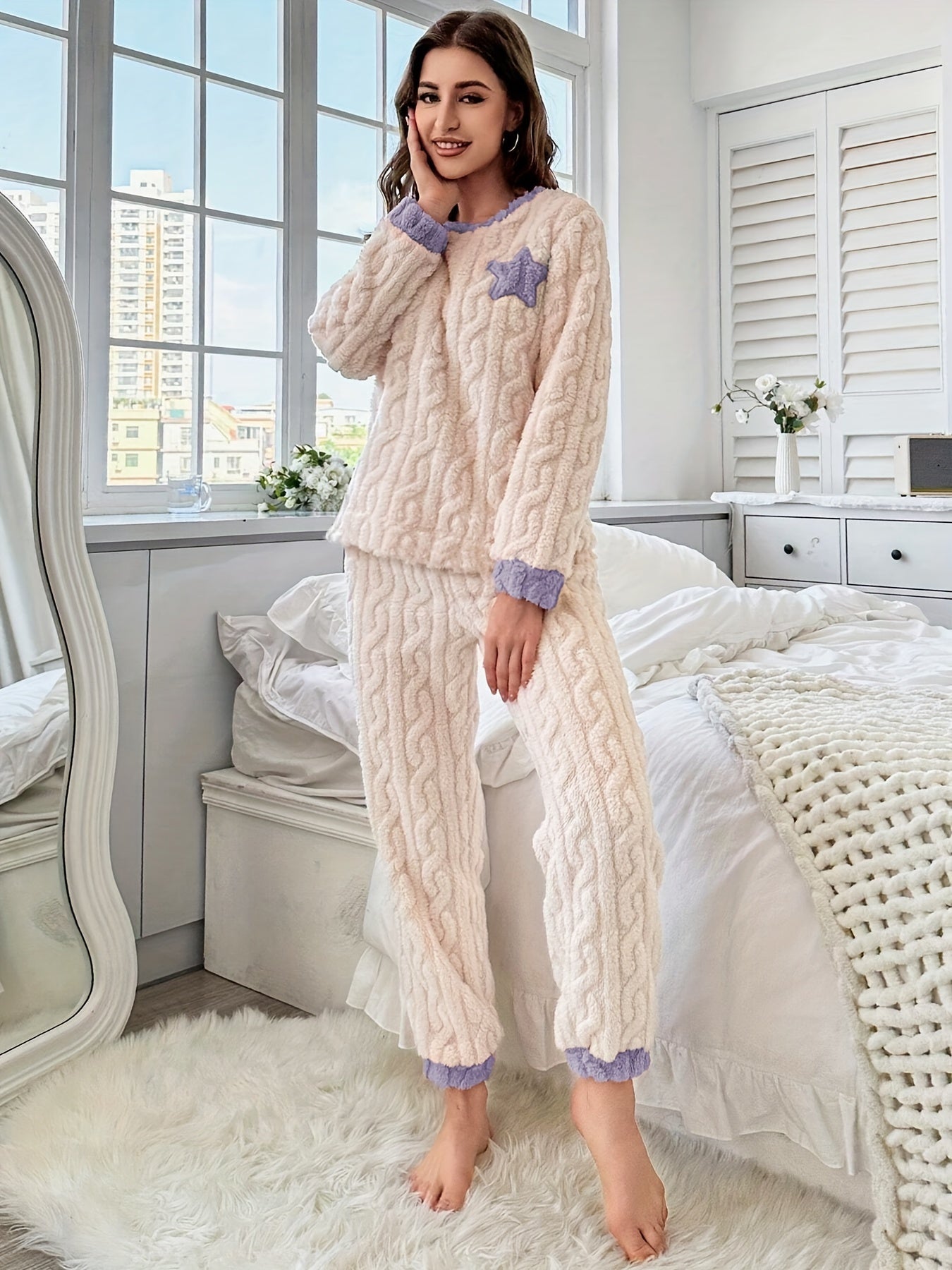 Women’s Fleece Pajama Set | Long Sleeve | Cozy Warmth for Winter | Polyester
