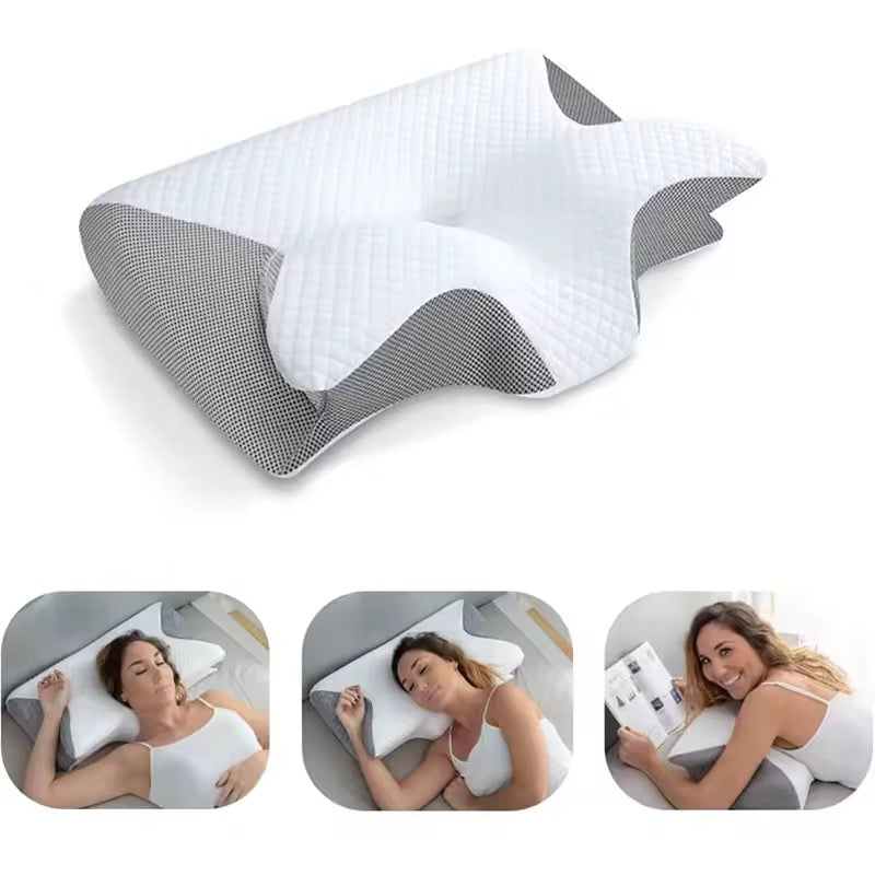 Dual-Sided Neck Support Pillow | Memory Foam for All Sleep Positions | Washable Cover