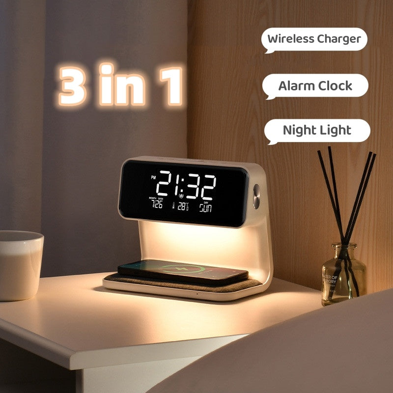 TranquilGlow – 3-in-1 Smart Bedside Lamp with Charger & Clock