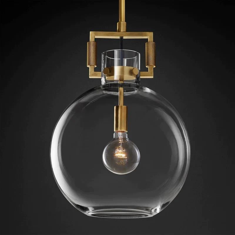 Munda Globe Pendant — Glass and Copper Kitchen Island Light Fixture
