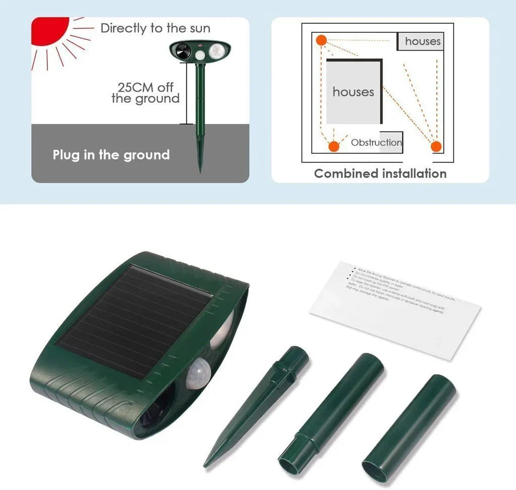 Solar Ultrasonic Repellent for Chipmunks - Eliminate in 48 Hours