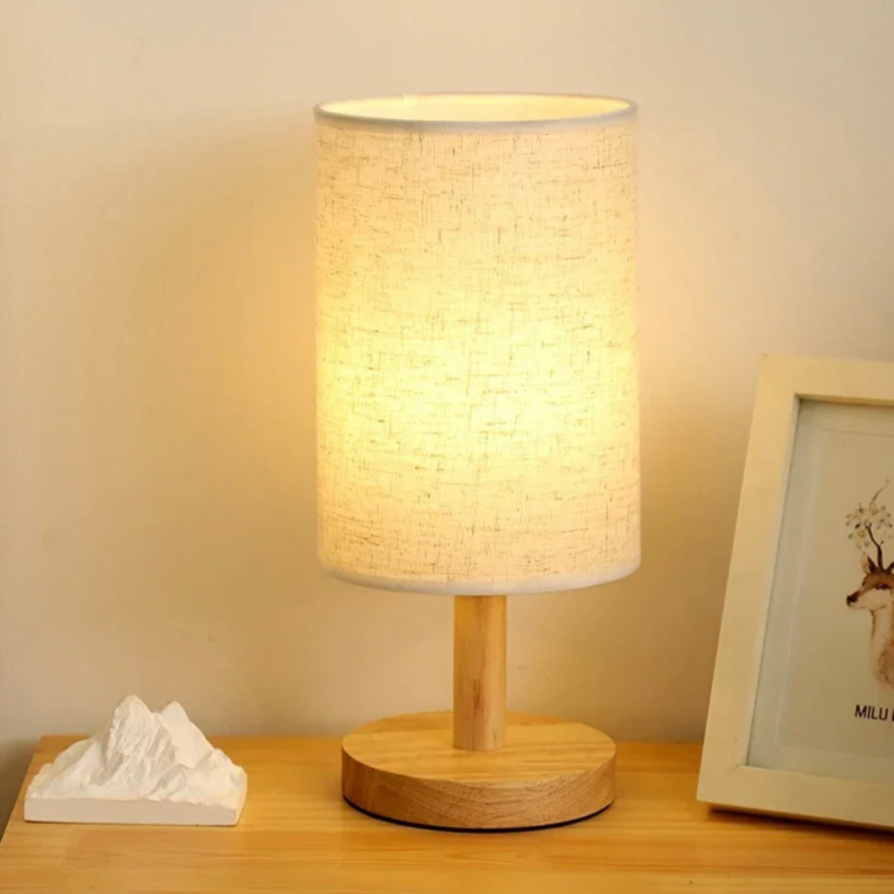 Liora — Wood and Linen Table Lamp with Adjustable LED Lighting