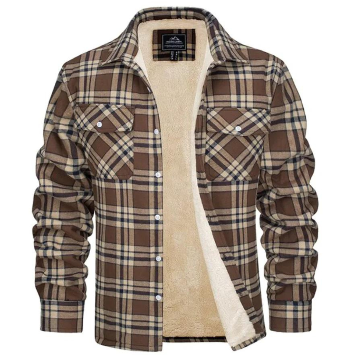 Men’s Fleece-Lined Plaid Shirt Jacket | Durable Polyester | Cozy Warmth & Casual Style