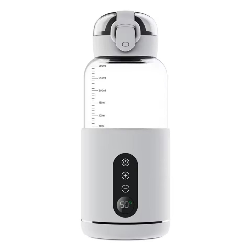 USB Baby Bottle Heating Device - 300ml Borosilicate Glass, 37–55°C, LED Display, 8 Hour