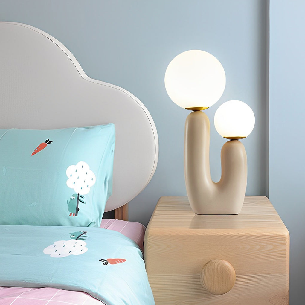 2-Light Modern Cactus Beige LED Accent Table Lamp