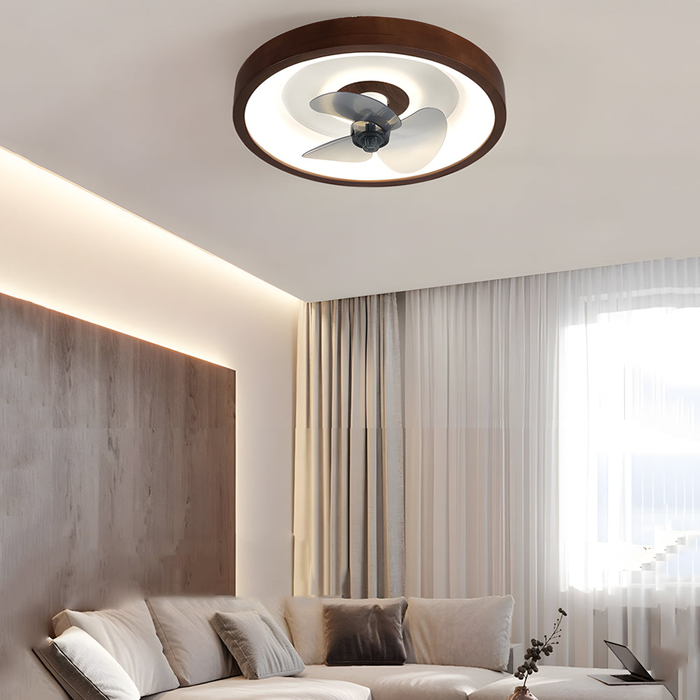 19.7-in Walnut Flush Mount Ceiling Fan with 6-Speed LED Light and Remote