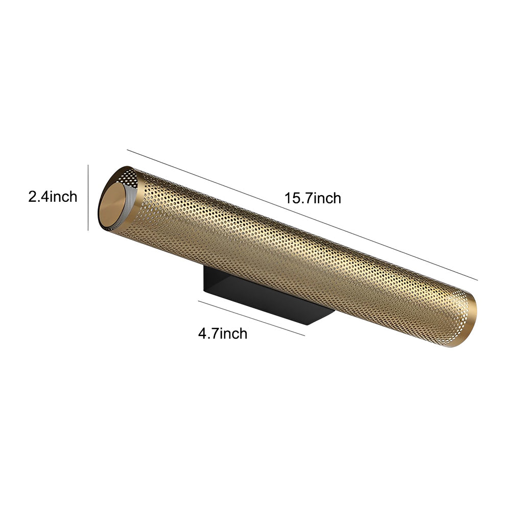 15.7-Inch Metallic Long Cylindrical Vanity Sconce Lighting Wall Lamp