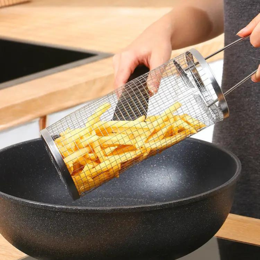 Round BBQ Grilling Basket Made of Stainless Steel