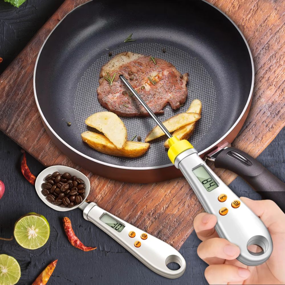 Digital Mini Scale and Thermometer Combo for Food – 2-in-1
