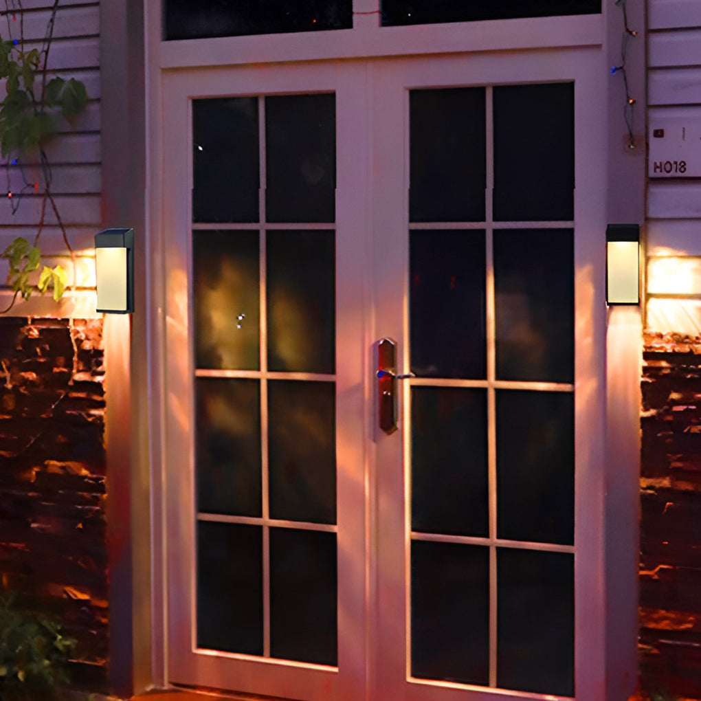 2 Pcs Waterproof Outdoor Solar LED Light-Controlled Rectangular Sconce Lighting