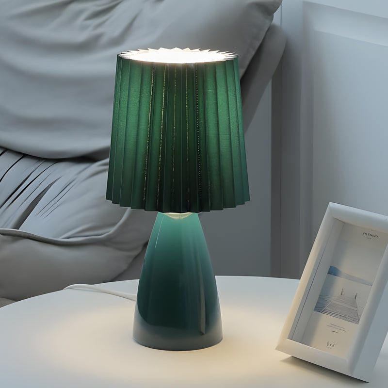 12 inch Dimmable Pleated-Shade Glass Table Lamp
