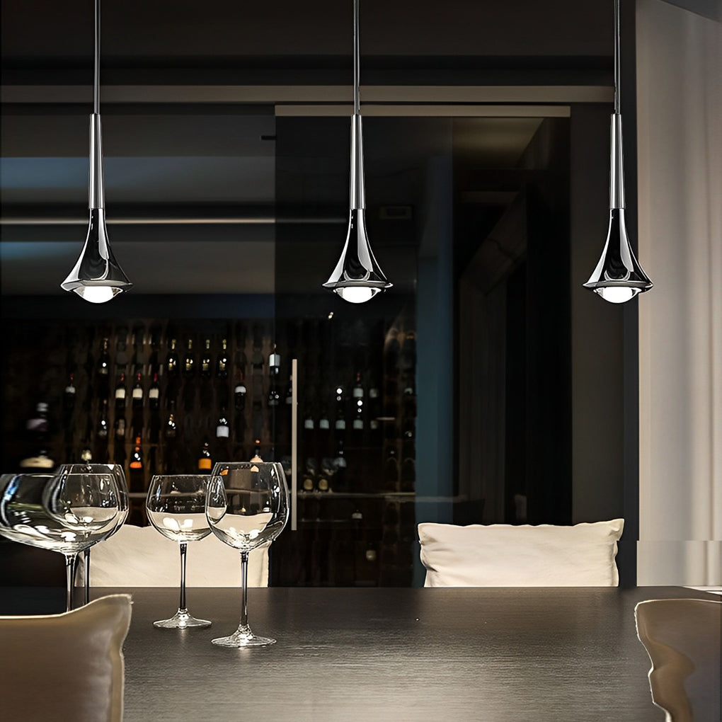1-Light Water Drop Metal LED Nordic Small Chandelier Pendant Lights for Staircase