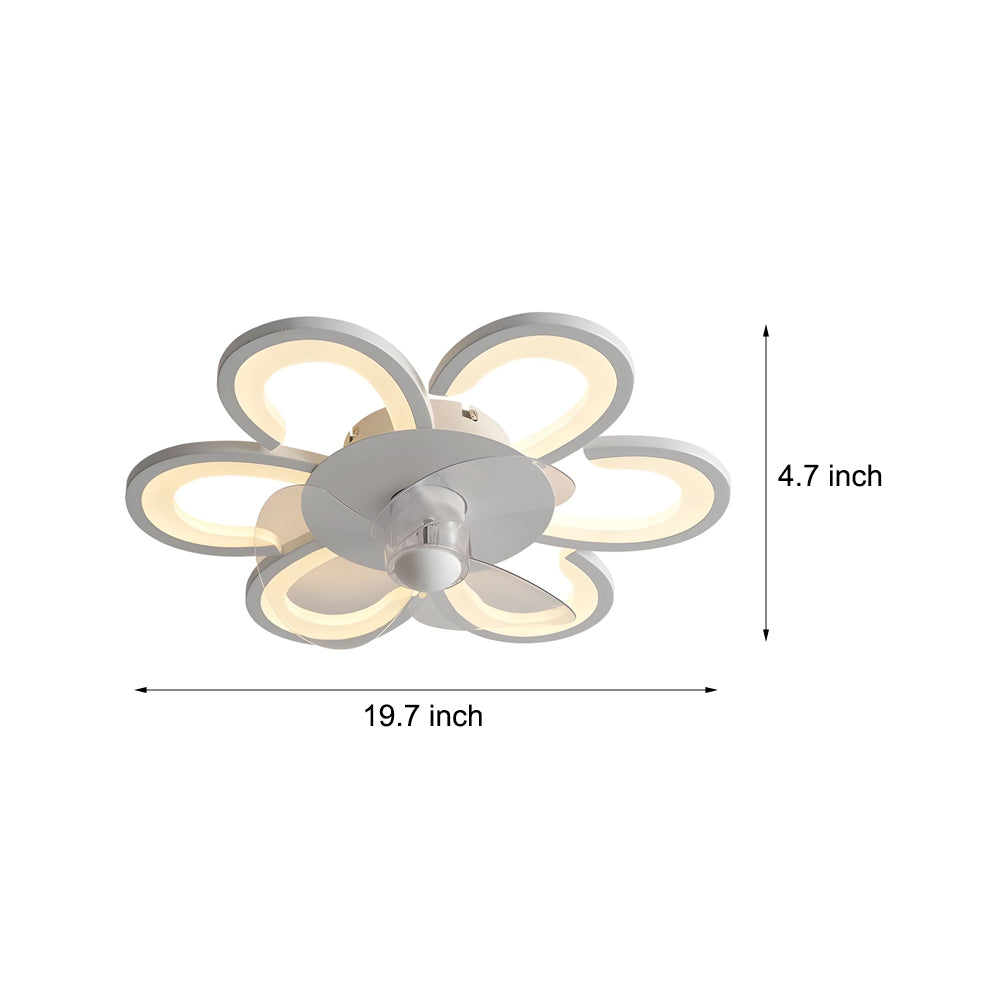 19.7 in. White Flush Mount Flower Ceiling Fan Light with 6-Speed Control