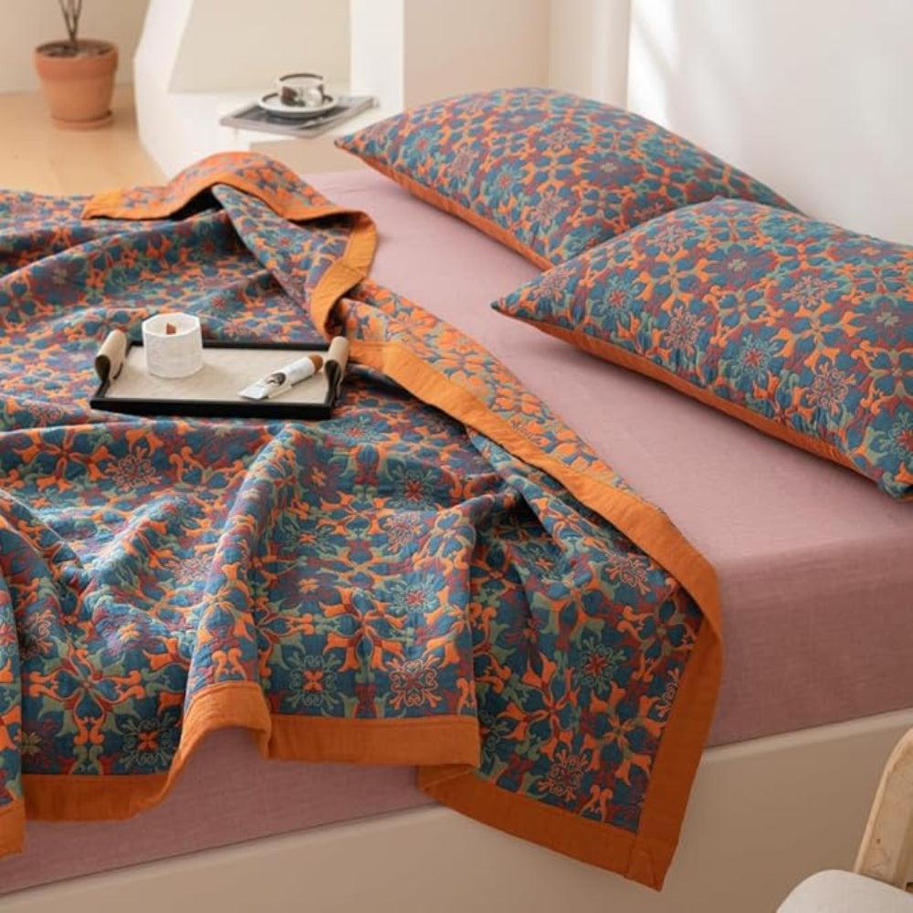 Taavita Citrus Sunrise Six Layers Organic Cotton Blanket