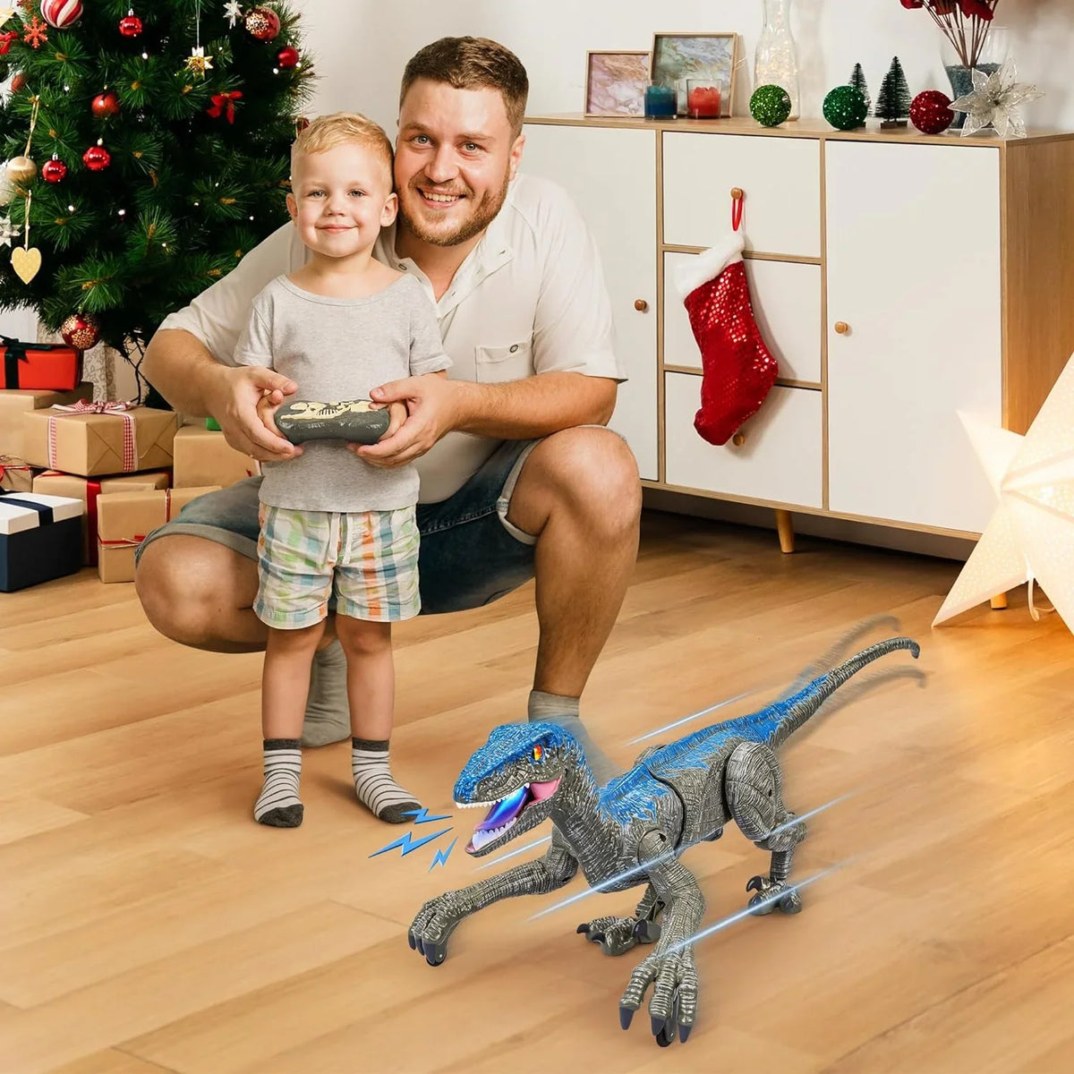 Remote-Controlled Raptor Robot with Sound & Light Effects