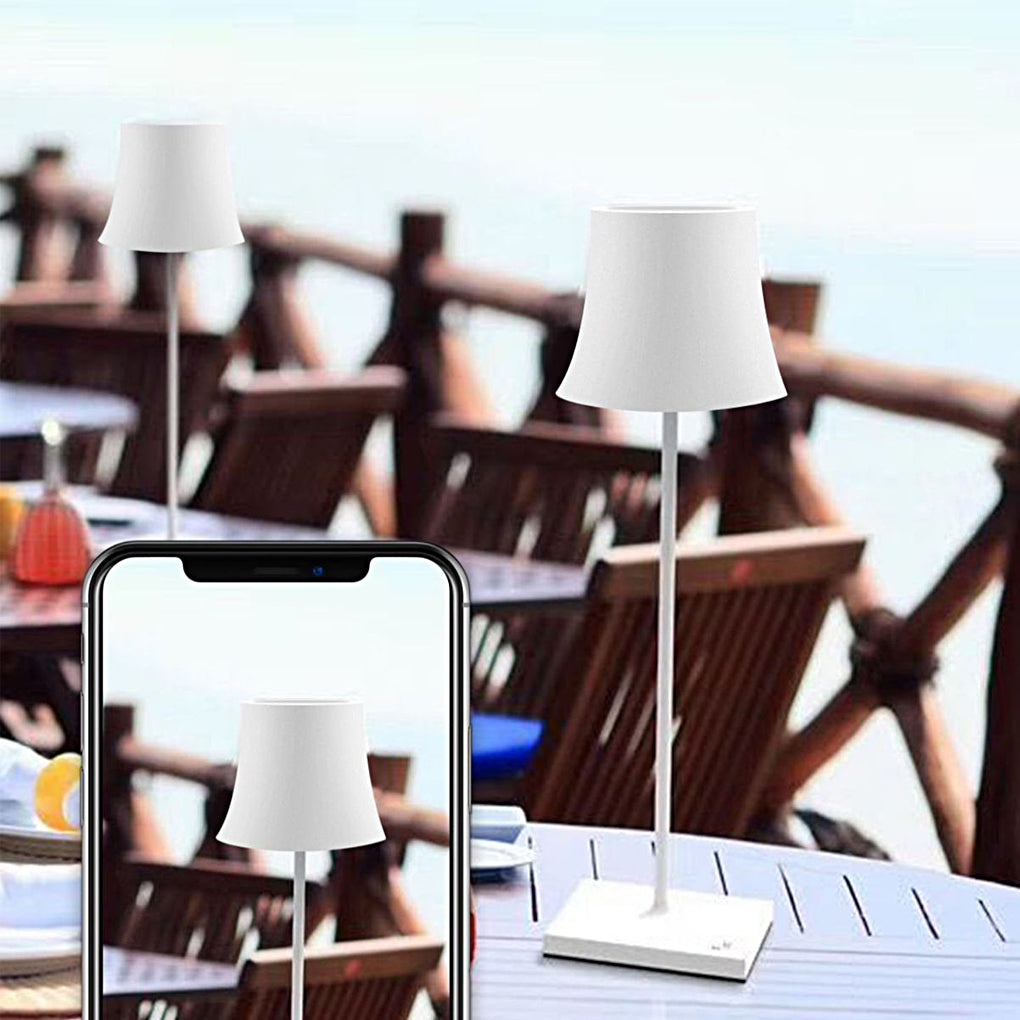 15 Inch Cordless Modern Cool Hue Table Lamp - Metal Black/White