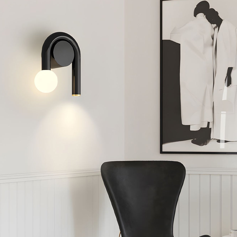 2-Light U-shaped Line Arched Iron Wall Sconce LED Matte Black Bathroom Vanity Lights