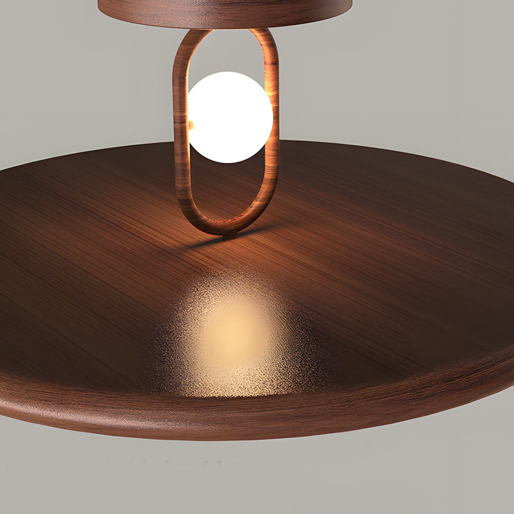 15.7/19.7-in Walnut Wood Grain Round Semi Flush Mount Ceiling Light