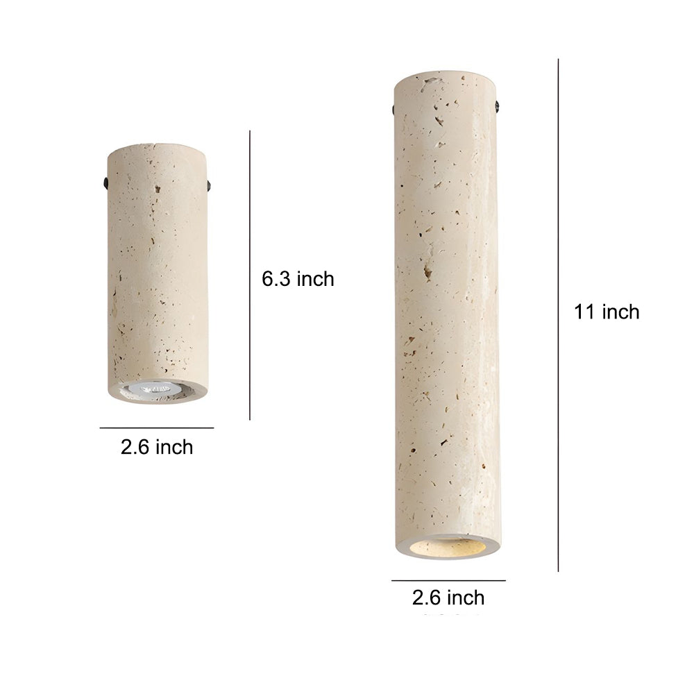 1-Light Modern Yellow Travertine Long Tube Ceiling Lamp for Hallway and Entrance by Taavita