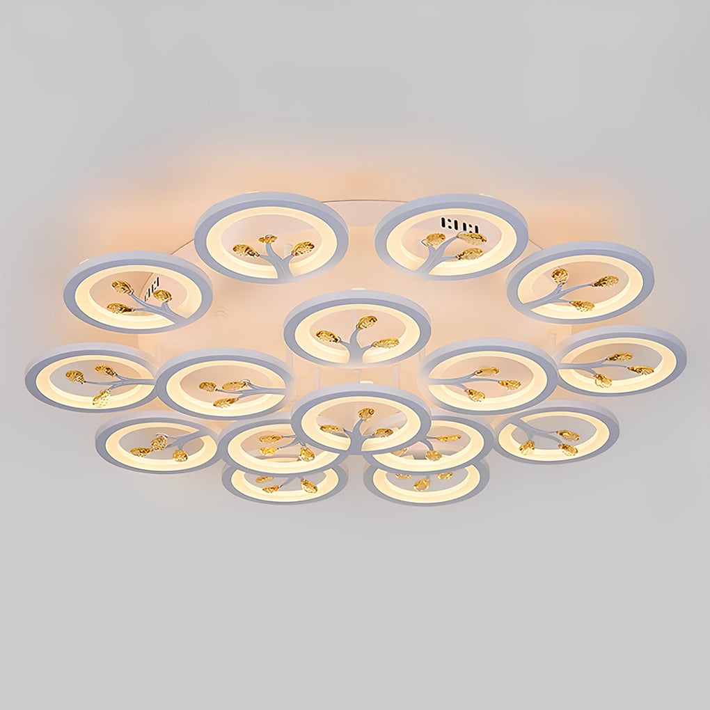 16-Light Flower Dimmable LED White Nordic Ceiling Flush Mount Lighting