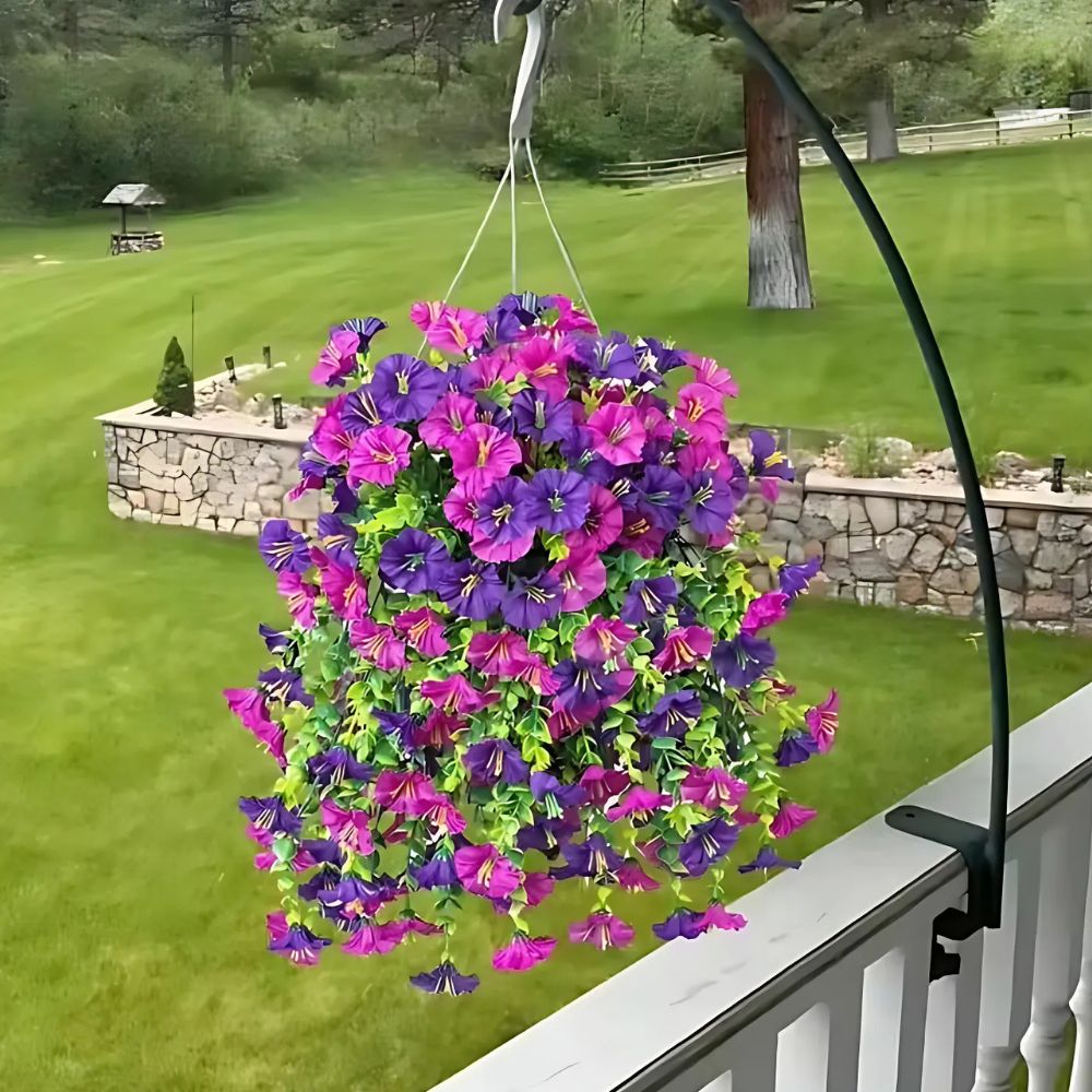 Artificial Morning Glory Flower Decoration – UV Protected Hanging Design