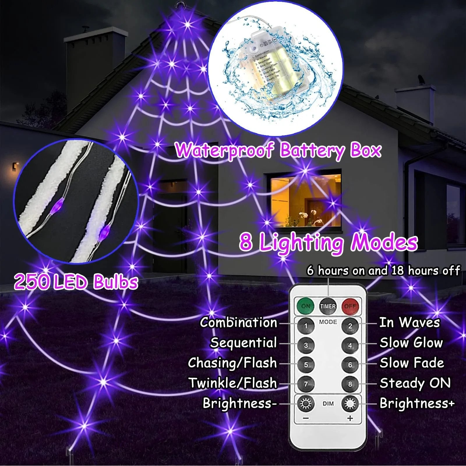 16.4ft Glowing Spider Web Halloween Decoration for Outdoor & Indoor