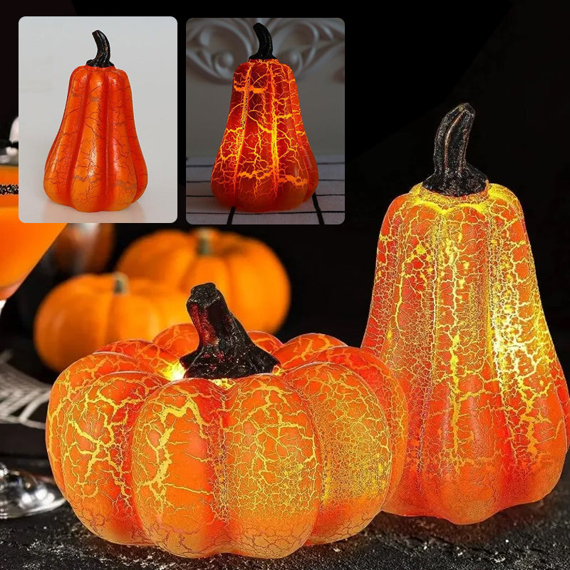 Battery-Powered Halloween Pumpkin Lanterns Set of 3 Resin Decor
