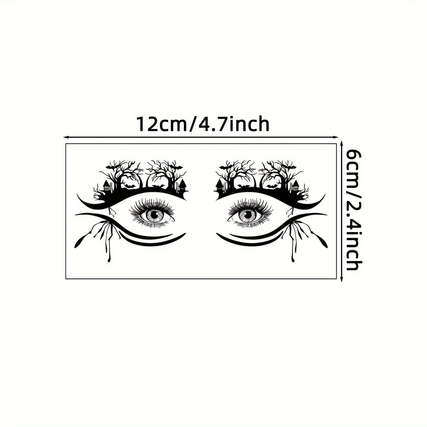 Halloween Temporary Eye Tattoo Stickers with Spooky Skull and Pumpkin Designs