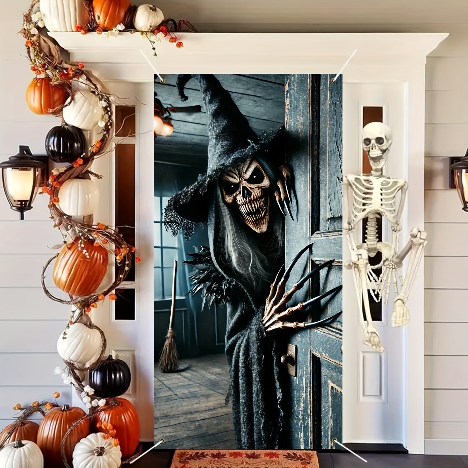 Halloween Witch Door Banner Polyester Entryway Decor for Halloween