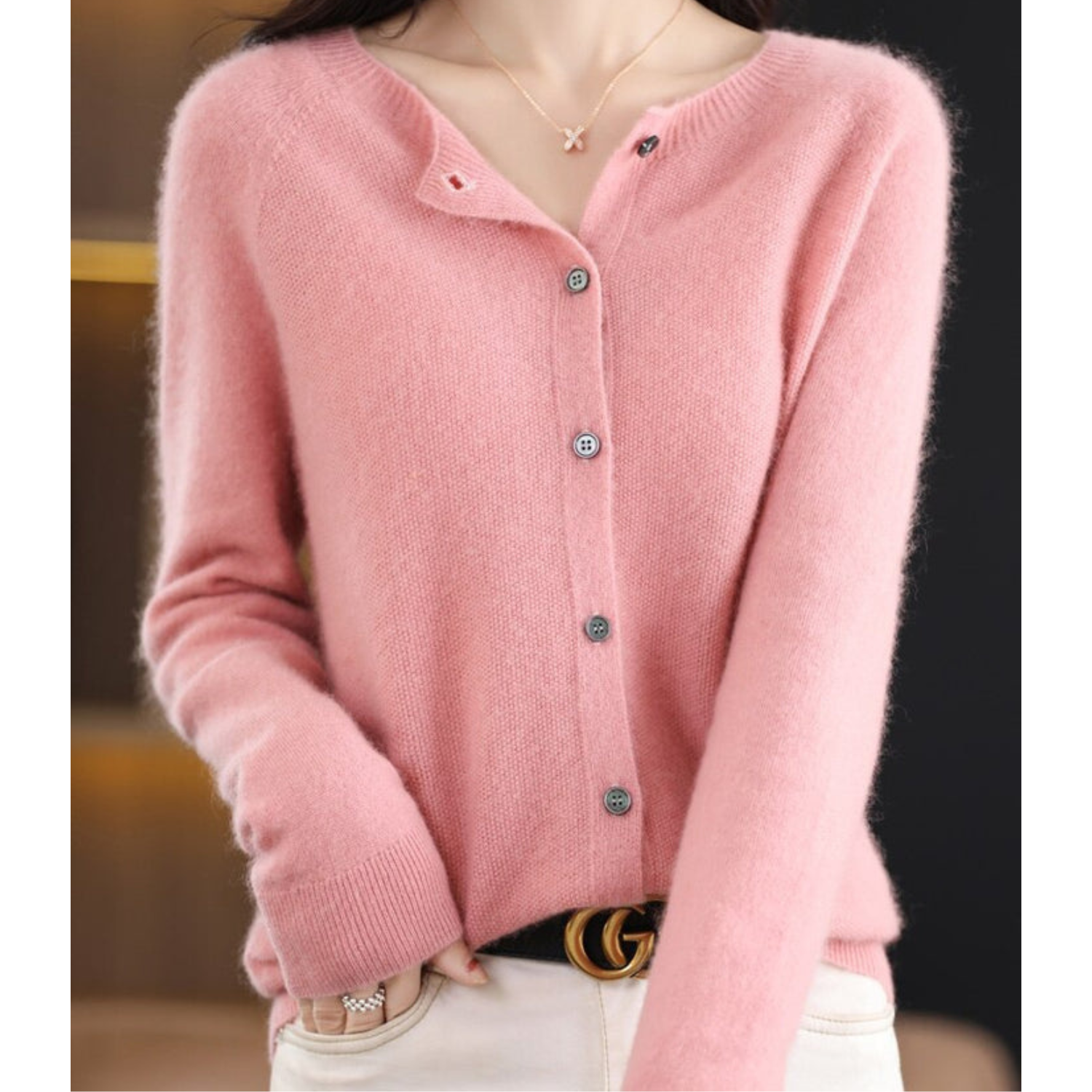 Women's Button-Front Knit Cardigan | Soft Plush Knit & Long Sleeves | Versatile Layering | Comfortable Fit