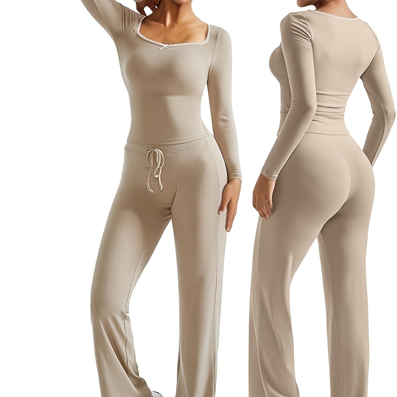 Women’s V-Neck Pants | Stretchy Fit | Comfortable Everyday Wear | Rayon Blend