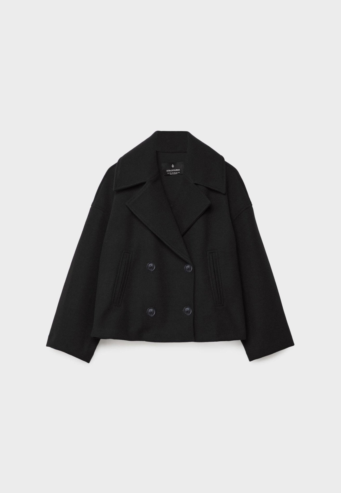 Women’s Short Coat | Double-Breasted Button Closure | Wool-Blend Fabric | Versatile Style