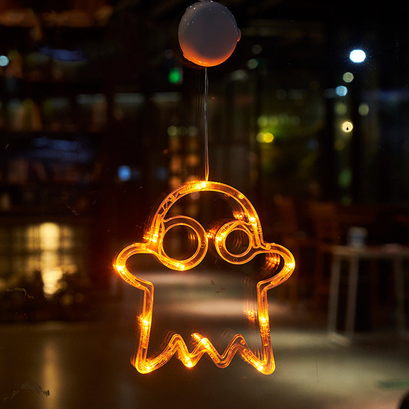 Halloween Window LED Lights with Spooky Pumpkin and Ghost Designs