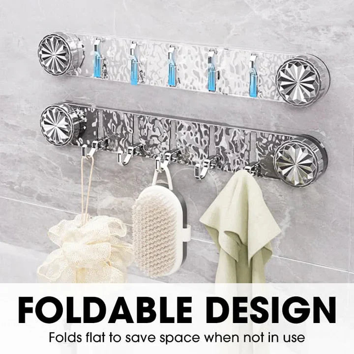 Foldable Hooks on Self-Adhesive Wall Strip – Easy Installation, No Dri
