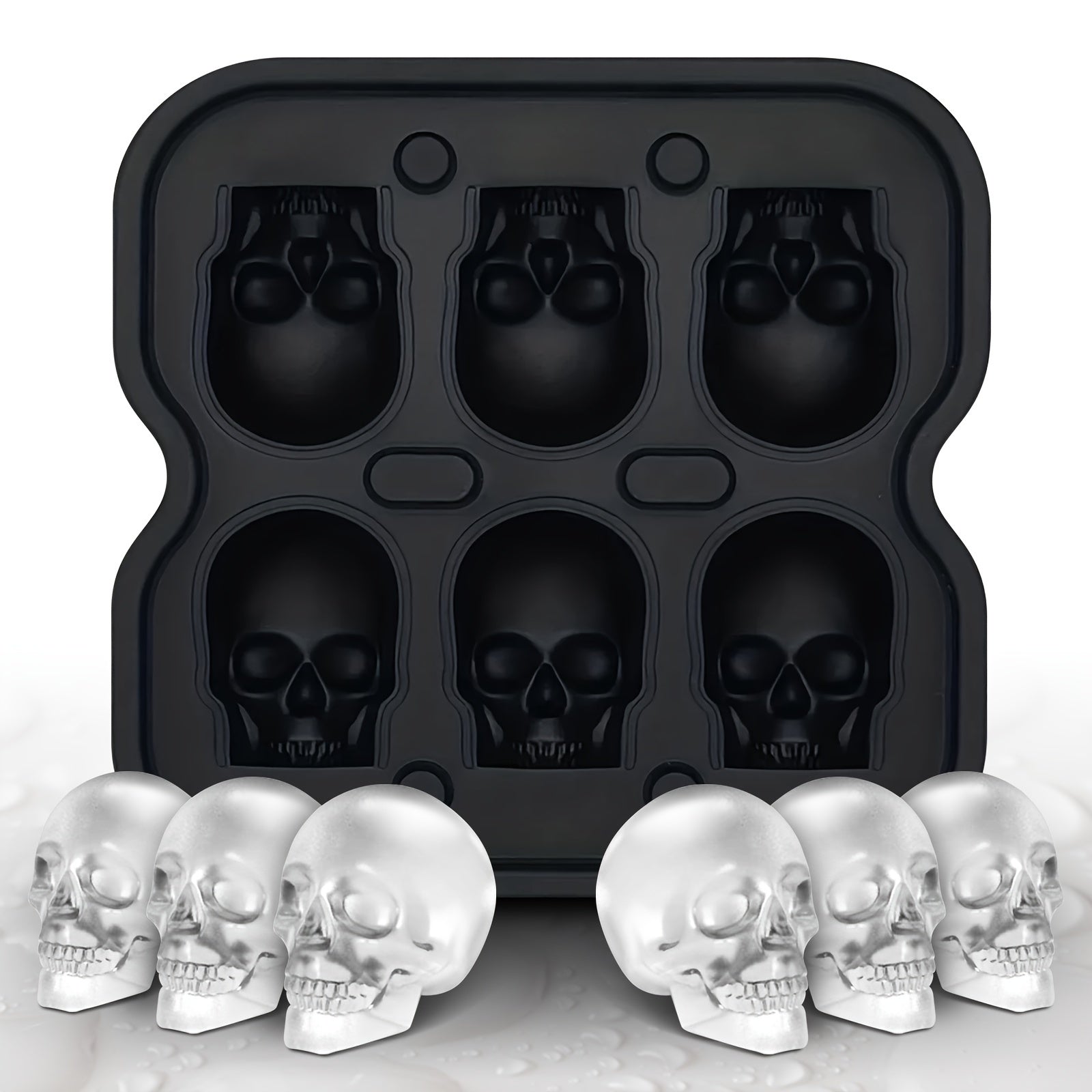 Skull Shaped Silicone Ice Cube Tray BPA-Free for Halloween Drinks