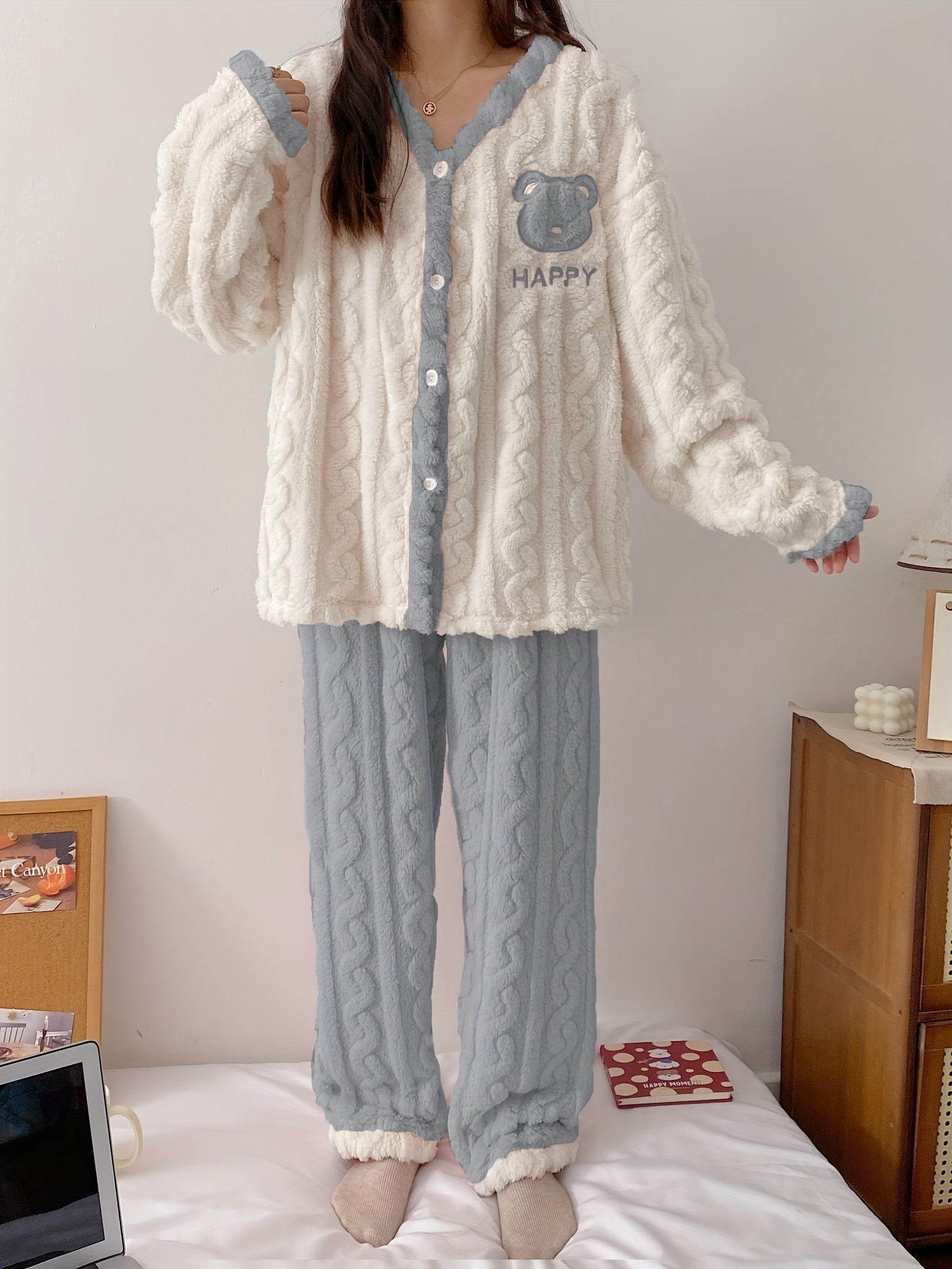 Women's Pajama Set | Plush Velvet | Cozy Winter Comfort | Polyester