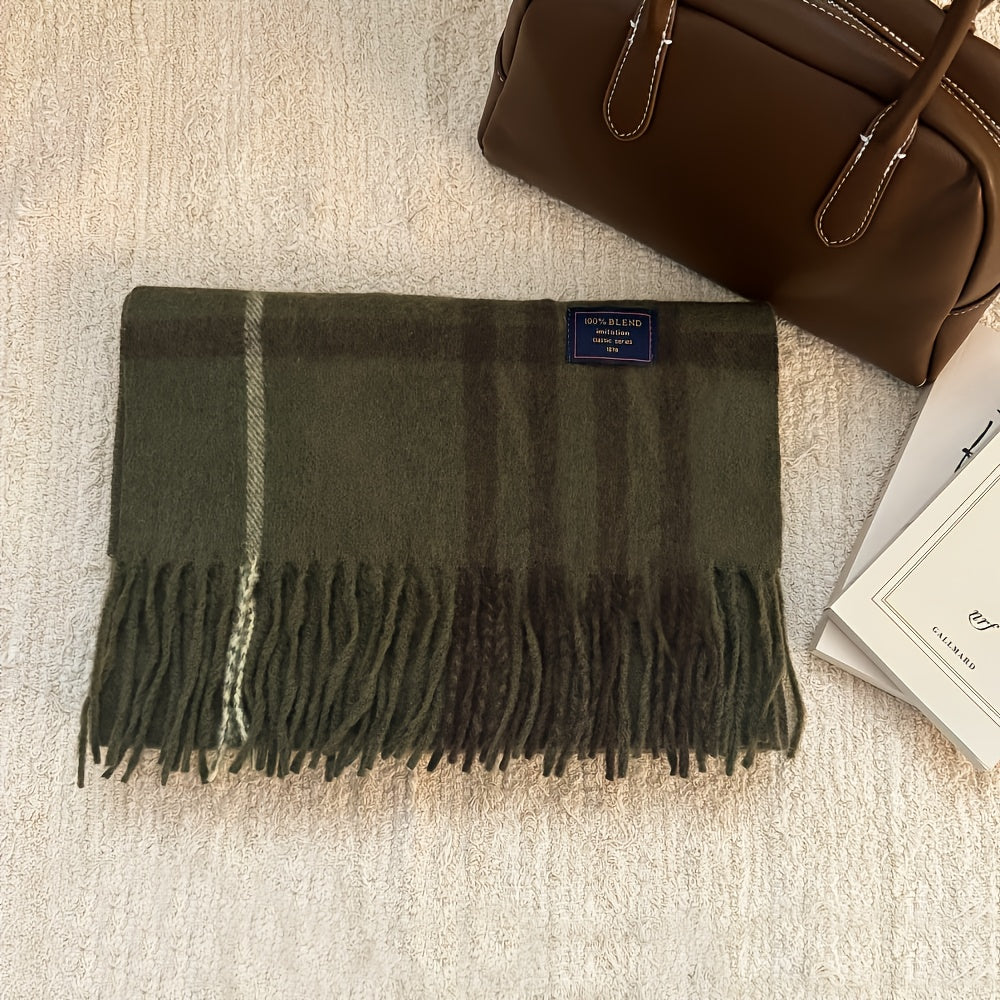 Wool-Blend Scarf | Tartan Pattern | Warm and Comfortable | Wool