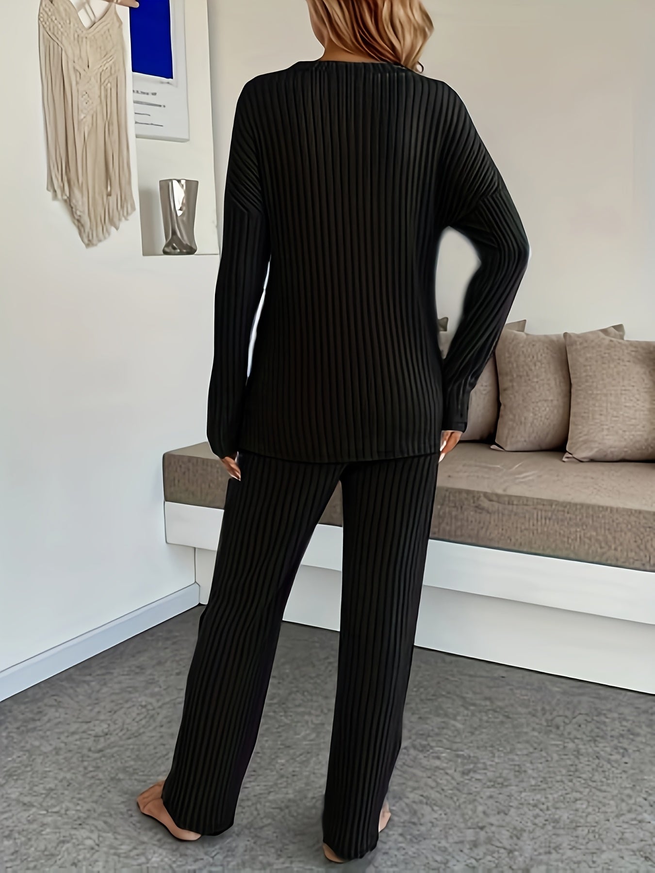 Lounge Set | Ribbed Knit | All-Day Comfort | Polyester