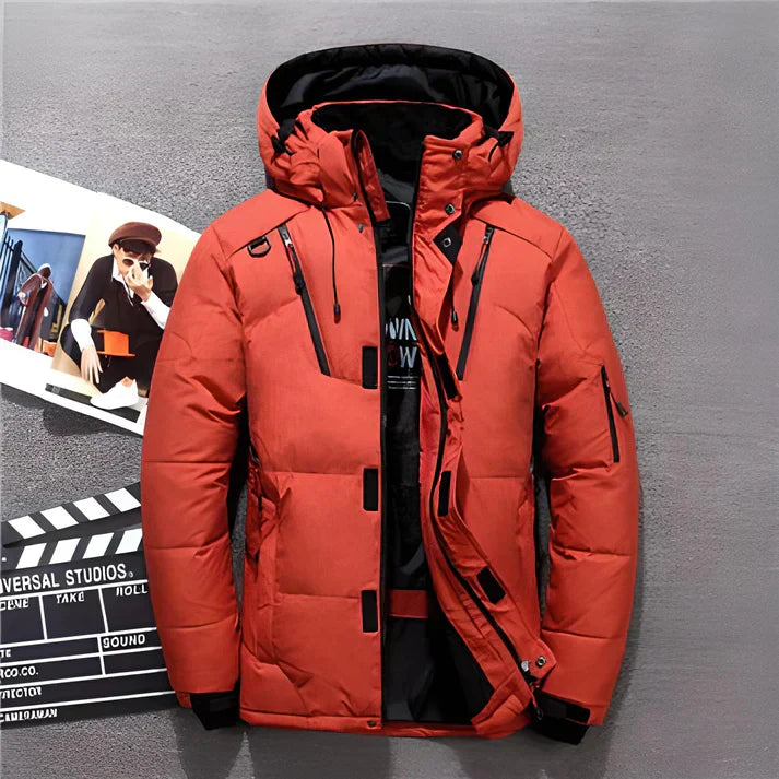 Men's Hooded Insulated Puffer Jacket | Fluffy Thermal Protection & Adjustable Hood | Multiple Zippered Pockets | Durable Water-Repellent Design